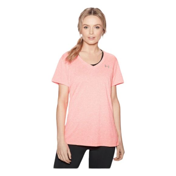 Under Armour Twisted Tech Tee Heather Orange V-Neck Short Sleeves Athletic XS - Picture 1 of 9